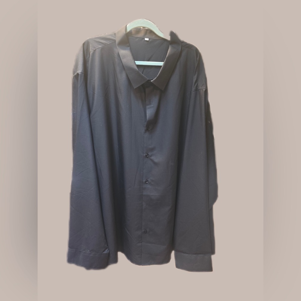 Men's Big and Tall Gianzeen Classic Black Button-Up Shirt